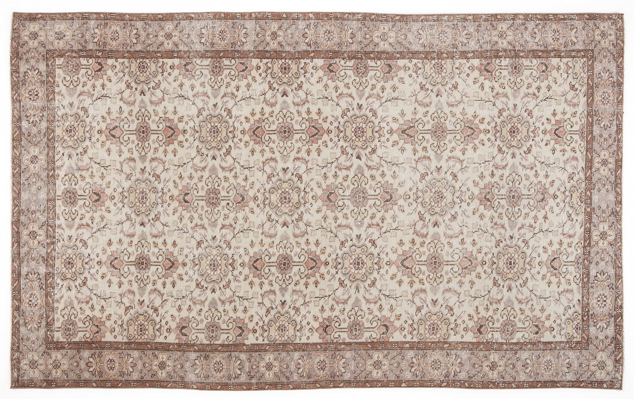Beige Over Dyed Vintage Rug 5'5'' x 8'10'' ft 166 x 270 cm