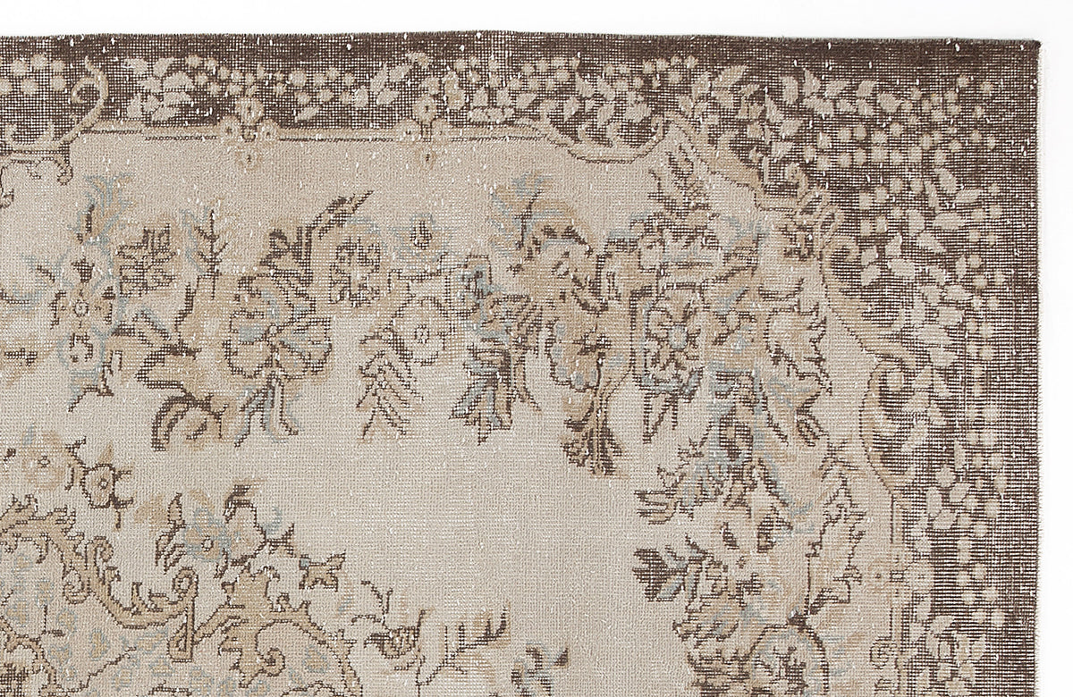 Beige Over Dyed Vintage Rug 6&#39;1&#39;&#39; x 9&#39;9&#39;&#39; ft 186 x 296 cm