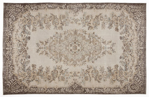 Beige Over Dyed Vintage Rug 6'1'' x 9'9'' ft 186 x 296 cm