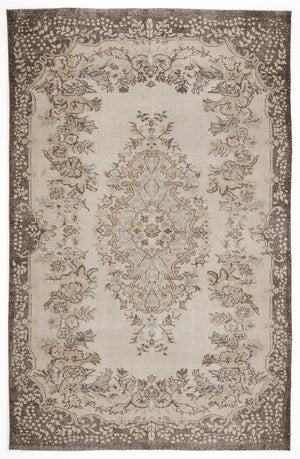 Beige Over Dyed Vintage Rug 6'1'' x 9'9'' ft 186 x 296 cm