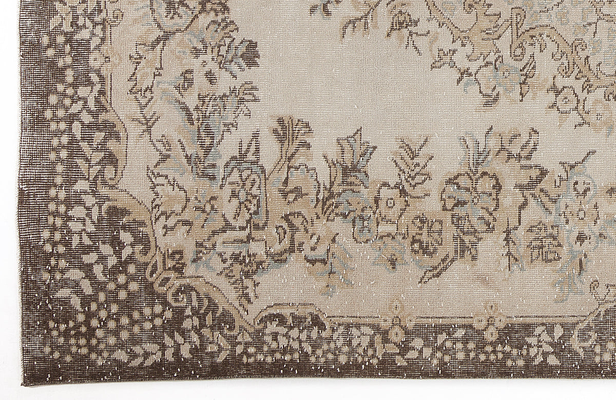 Beige Over Dyed Vintage Rug 6&#39;1&#39;&#39; x 9&#39;9&#39;&#39; ft 186 x 296 cm