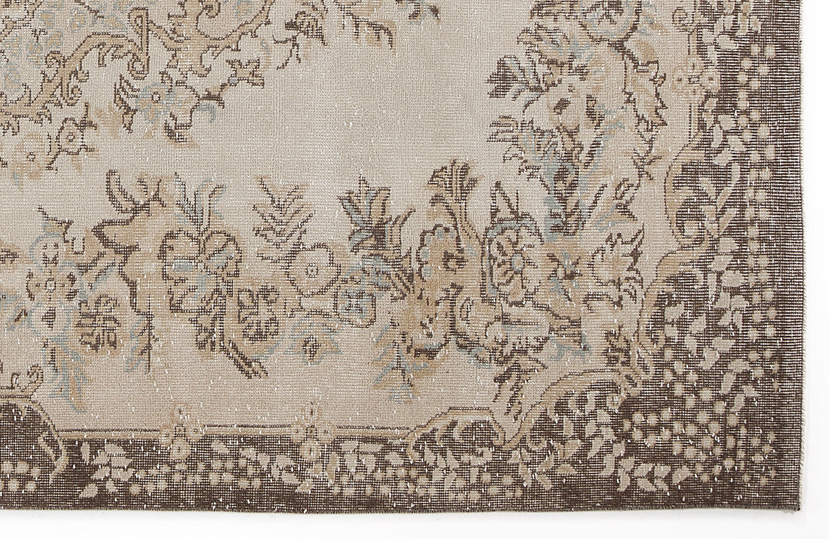 Beige Over Dyed Vintage Rug 6&#39;1&#39;&#39; x 9&#39;9&#39;&#39; ft 186 x 296 cm