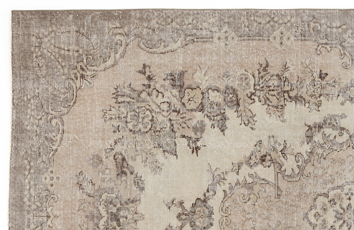 Beige Over Dyed Vintage Rug 5&#39;8&#39;&#39; x 9&#39;2&#39;&#39; ft 173 x 279 cm