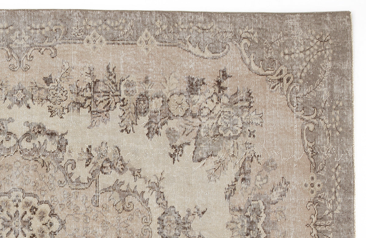 Beige Over Dyed Vintage Rug 5&#39;8&#39;&#39; x 9&#39;2&#39;&#39; ft 173 x 279 cm