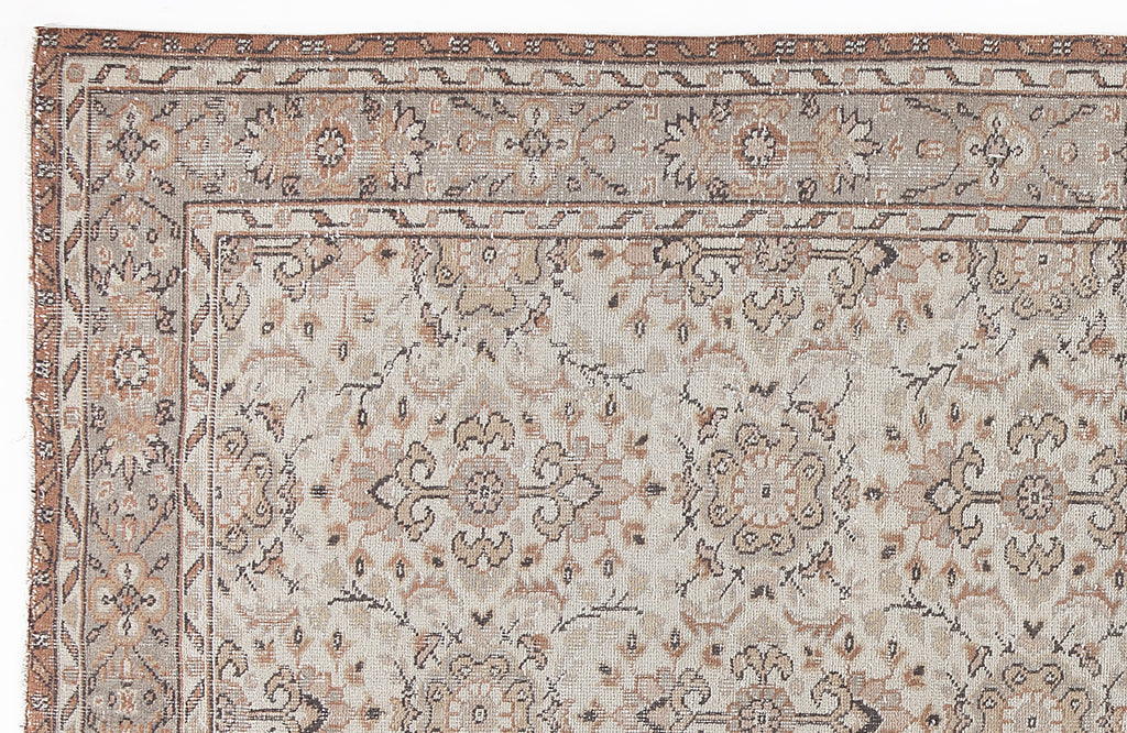 Beige Over Dyed Vintage Rug 5'7'' x 9'3'' ft 170 x 283 cm