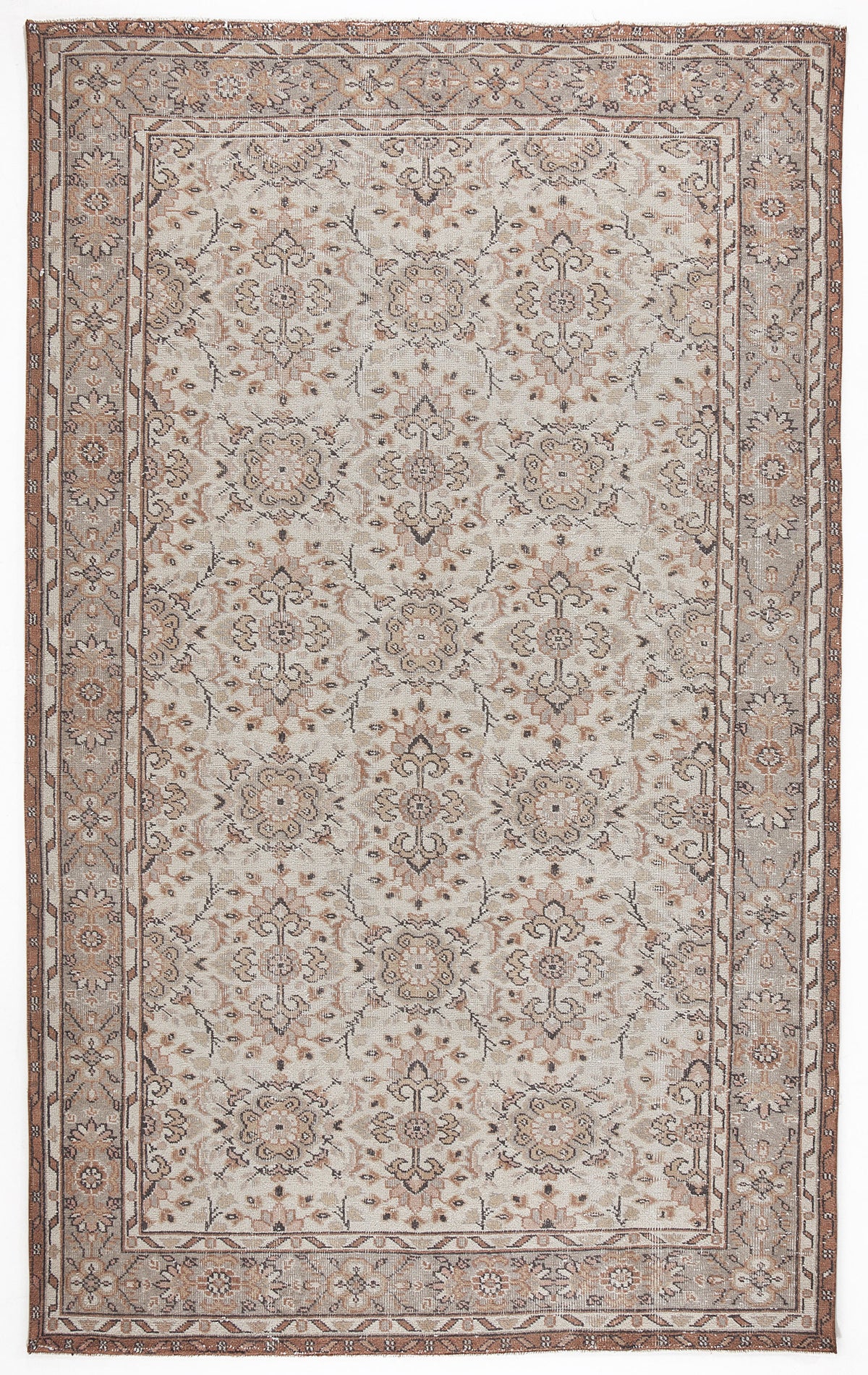 Beige Over Dyed Vintage Rug 5&#39;7&#39;&#39; x 9&#39;3&#39;&#39; ft 170 x 283 cm