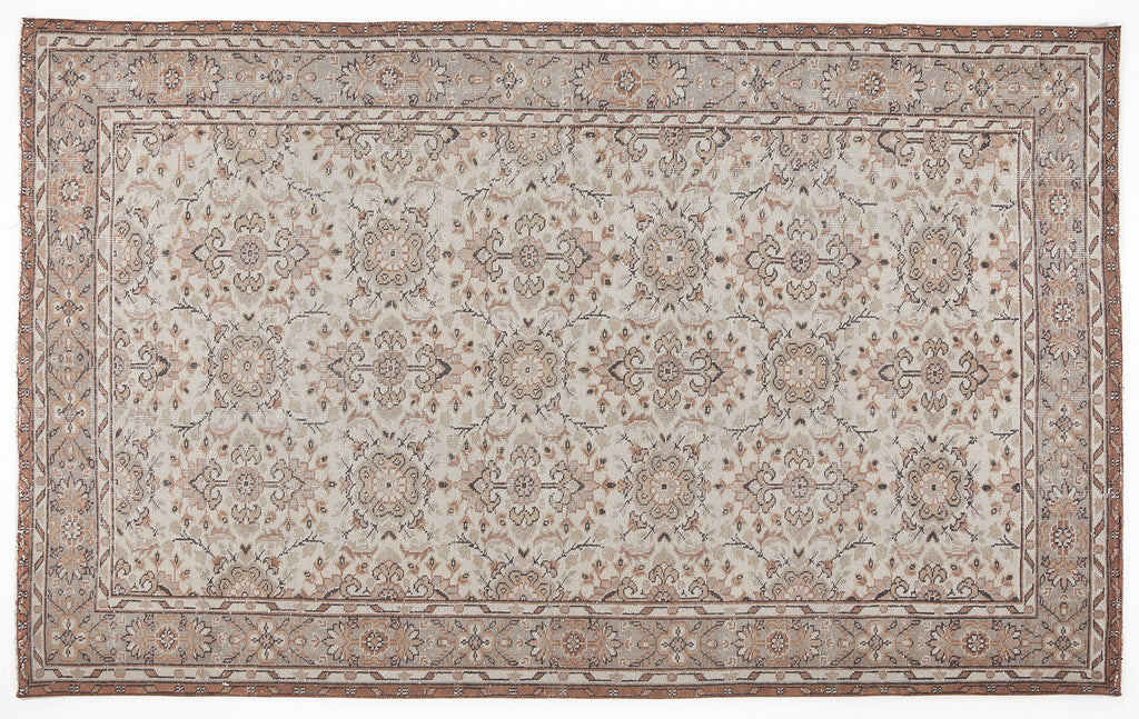 Beige Over Dyed Vintage Rug 5'7'' x 9'3'' ft 170 x 283 cm