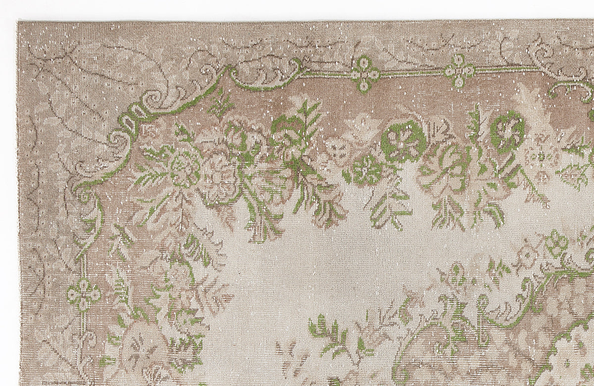 Beige Over Dyed Vintage Rug 6&#39;4&#39;&#39; x 9&#39;7&#39;&#39; ft 194 x 292 cm
