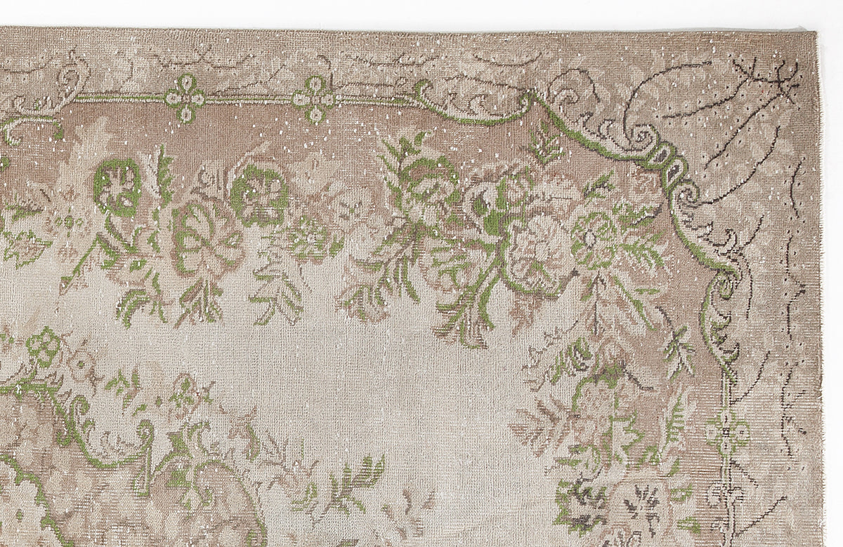 Beige Over Dyed Vintage Rug 6&#39;4&#39;&#39; x 9&#39;7&#39;&#39; ft 194 x 292 cm