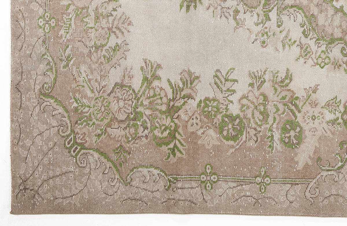 Beige Over Dyed Vintage Rug 6&#39;4&#39;&#39; x 9&#39;7&#39;&#39; ft 194 x 292 cm