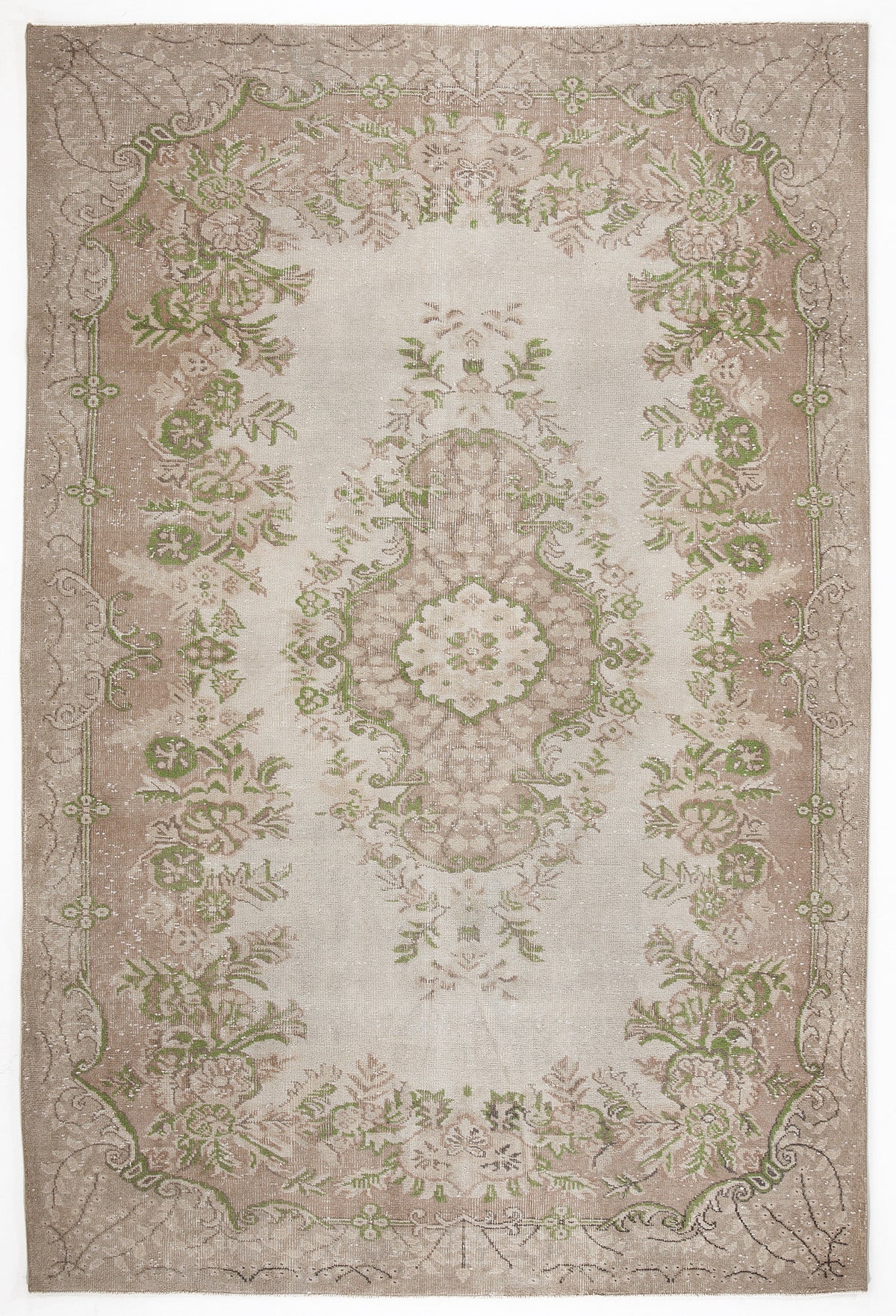 Beige Over Dyed Vintage Rug 6&#39;4&#39;&#39; x 9&#39;7&#39;&#39; ft 194 x 292 cm