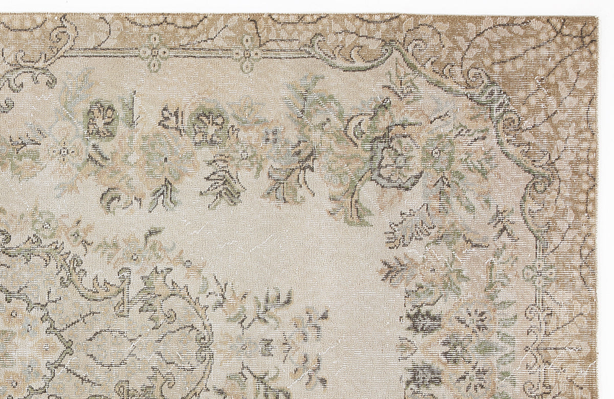 Beige Over Dyed Vintage Rug 5&#39;4&#39;&#39; x 9&#39;3&#39;&#39; ft 163 x 283 cm