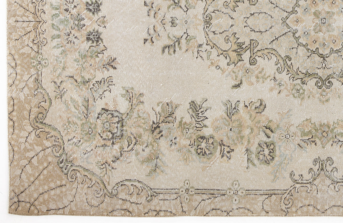 Beige Over Dyed Vintage Rug 5&#39;4&#39;&#39; x 9&#39;3&#39;&#39; ft 163 x 283 cm