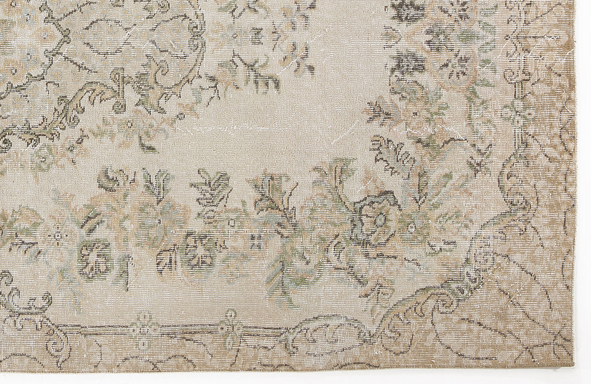Beige Over Dyed Vintage Rug 5&#39;4&#39;&#39; x 9&#39;3&#39;&#39; ft 163 x 283 cm