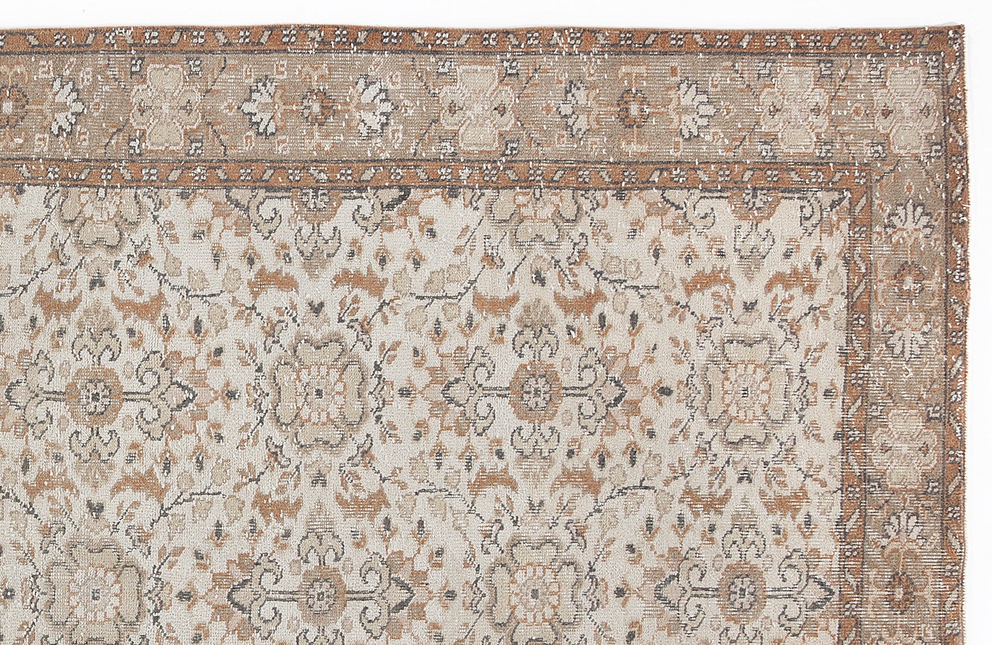Beige Over Dyed Vintage Rug 5'5'' x 9'1'' ft 164 x 277 cm