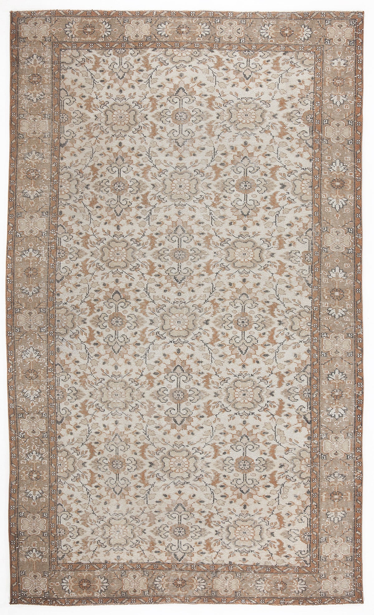 Beige Over Dyed Vintage Rug 5&#39;5&#39;&#39; x 9&#39;1&#39;&#39; ft 164 x 277 cm