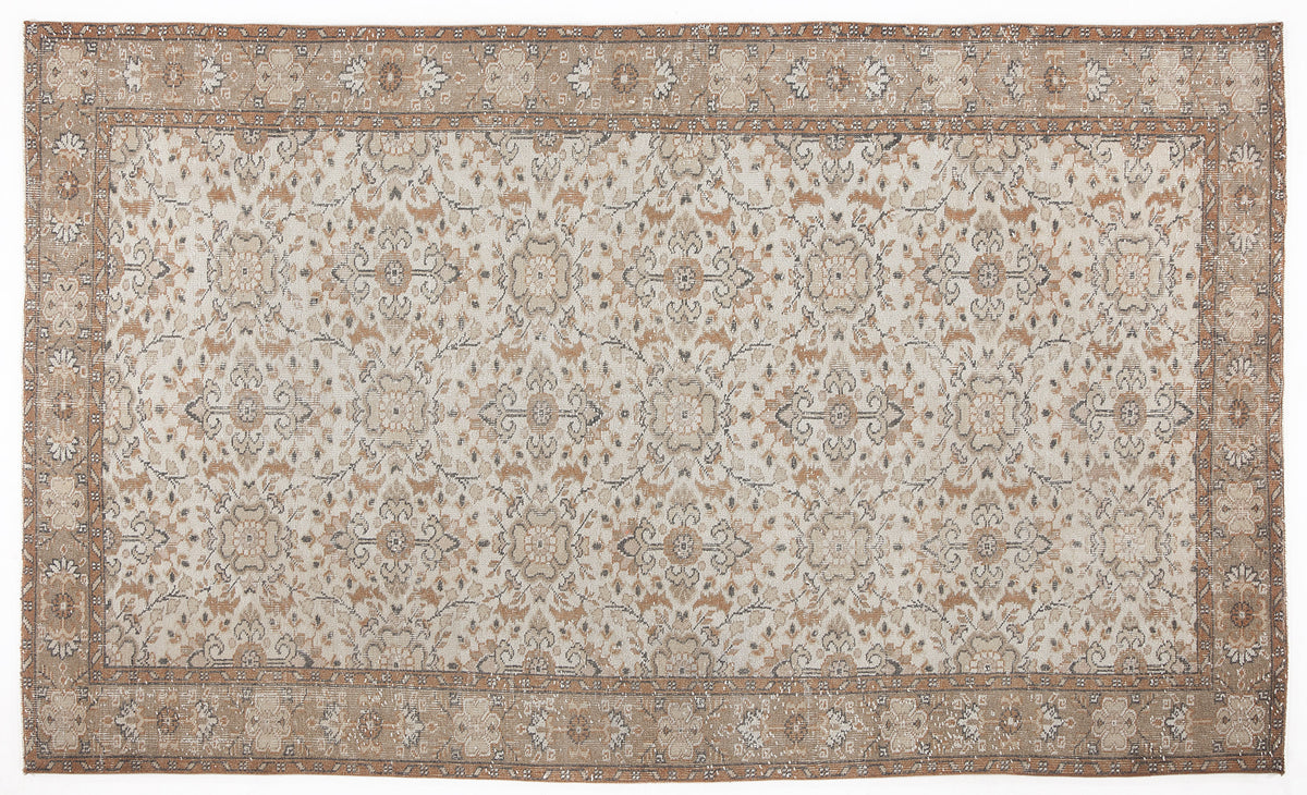 Beige Over Dyed Vintage Rug 5&#39;5&#39;&#39; x 9&#39;1&#39;&#39; ft 164 x 277 cm