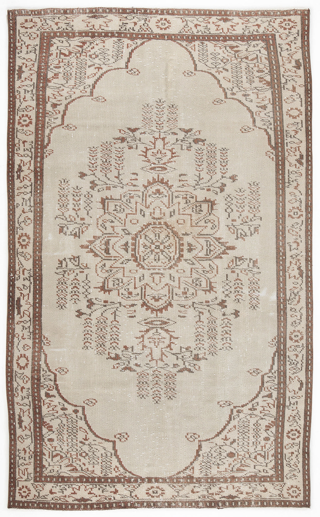 Beige Over Dyed Vintage Rug 5'1'' x 8'7'' ft 155 x 262 cm