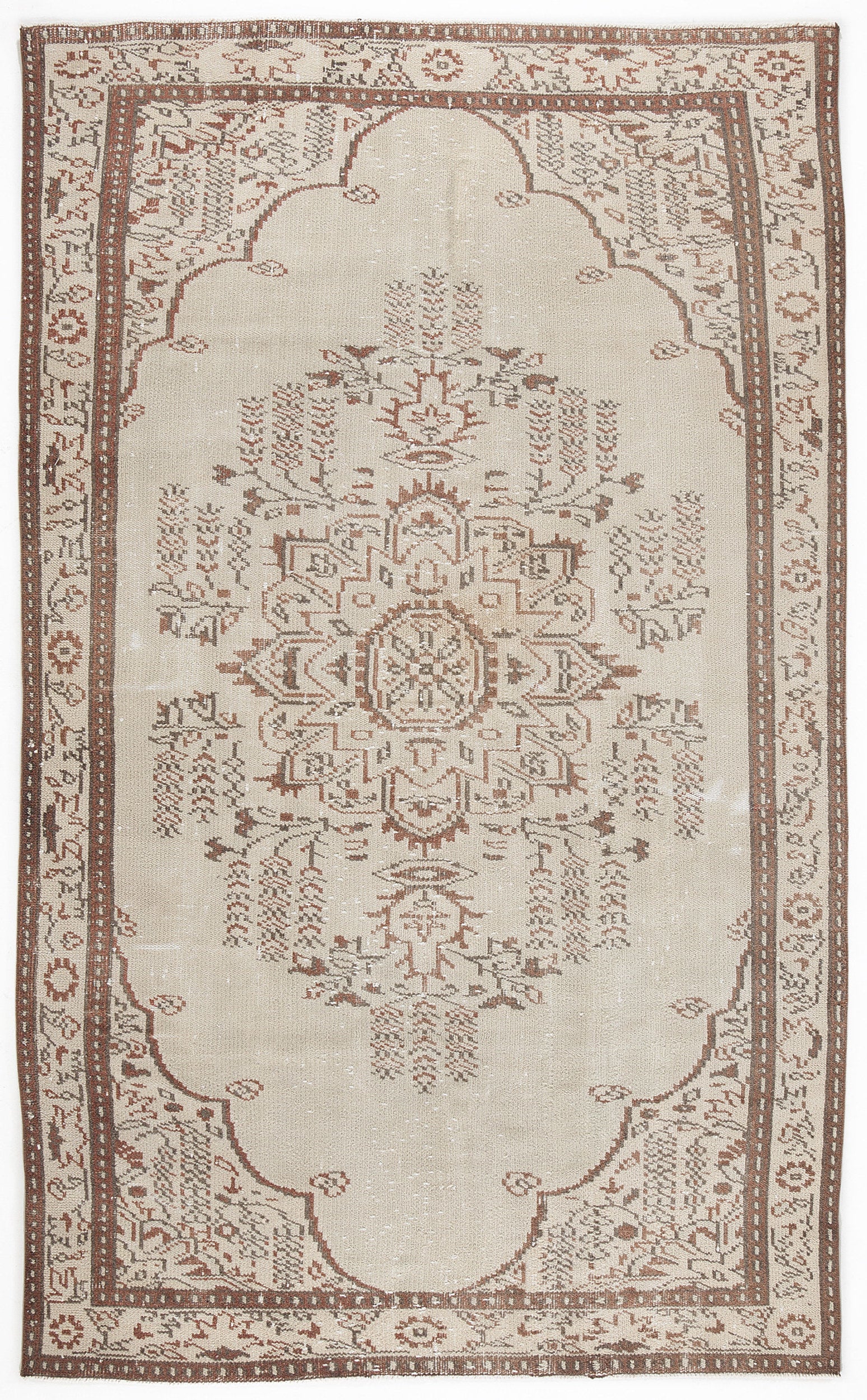 Beige Over Dyed Vintage Rug 5'1'' x 8'7'' ft 155 x 262 cm
