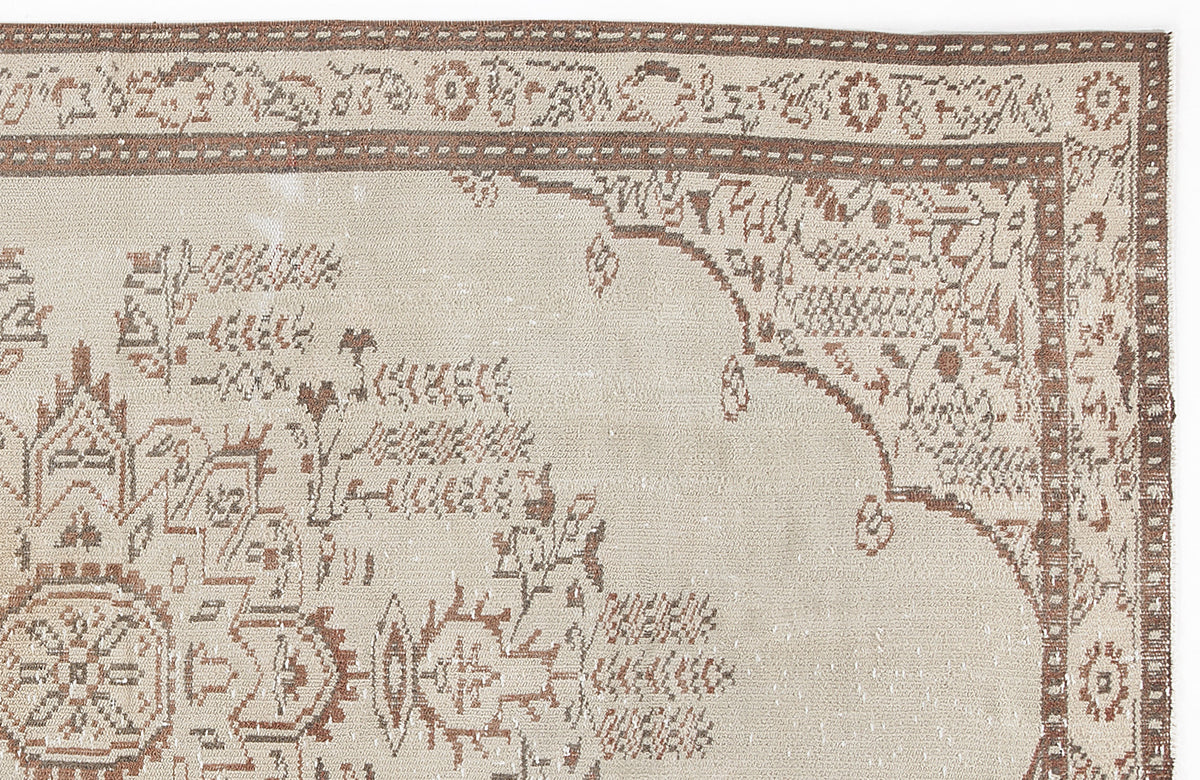 Beige Over Dyed Vintage Rug 5&#39;1&#39;&#39; x 8&#39;7&#39;&#39; ft 155 x 262 cm