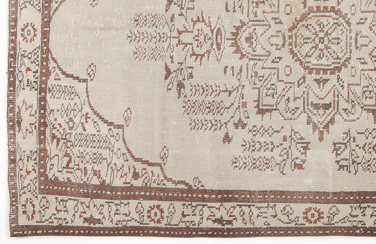 Beige Over Dyed Vintage Rug 5&#39;1&#39;&#39; x 8&#39;7&#39;&#39; ft 155 x 262 cm