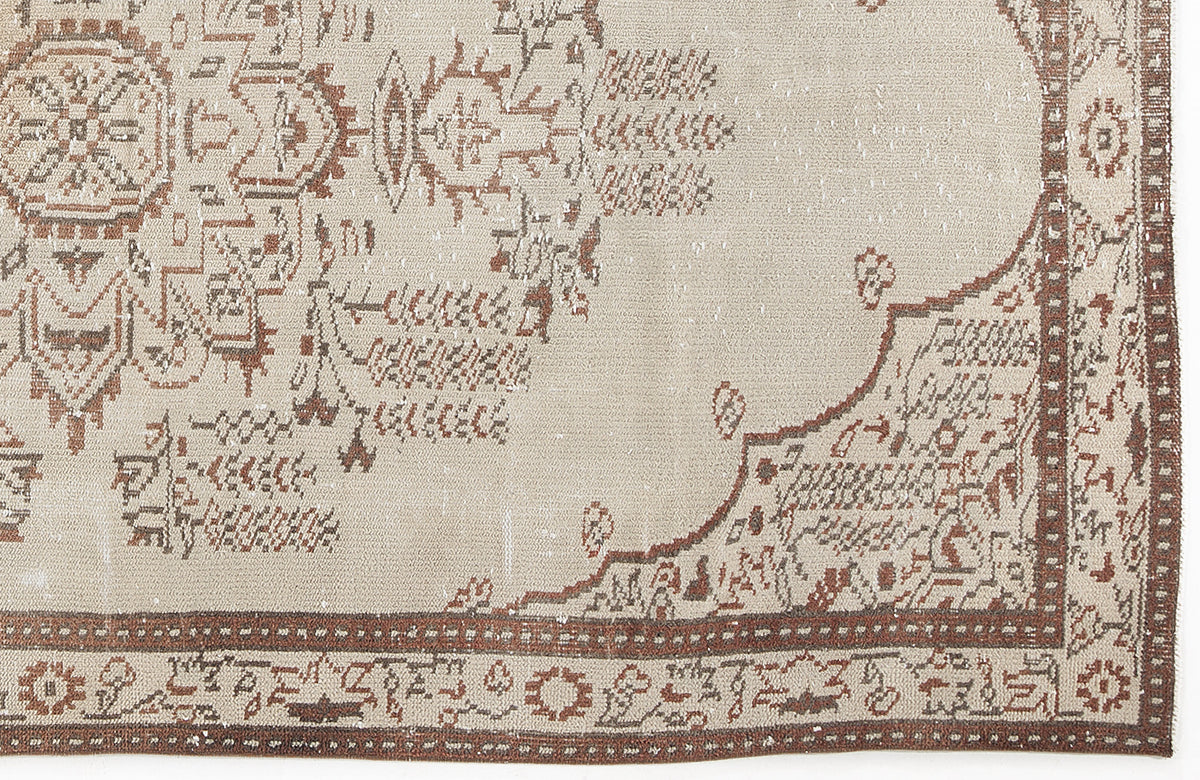 Beige Over Dyed Vintage Rug 5&#39;1&#39;&#39; x 8&#39;7&#39;&#39; ft 155 x 262 cm