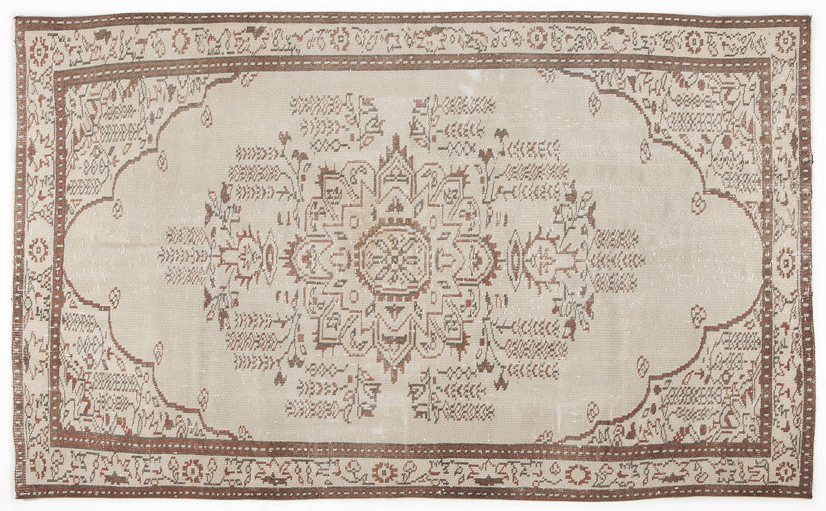 Beige Over Dyed Vintage Rug 5&#39;1&#39;&#39; x 8&#39;7&#39;&#39; ft 155 x 262 cm
