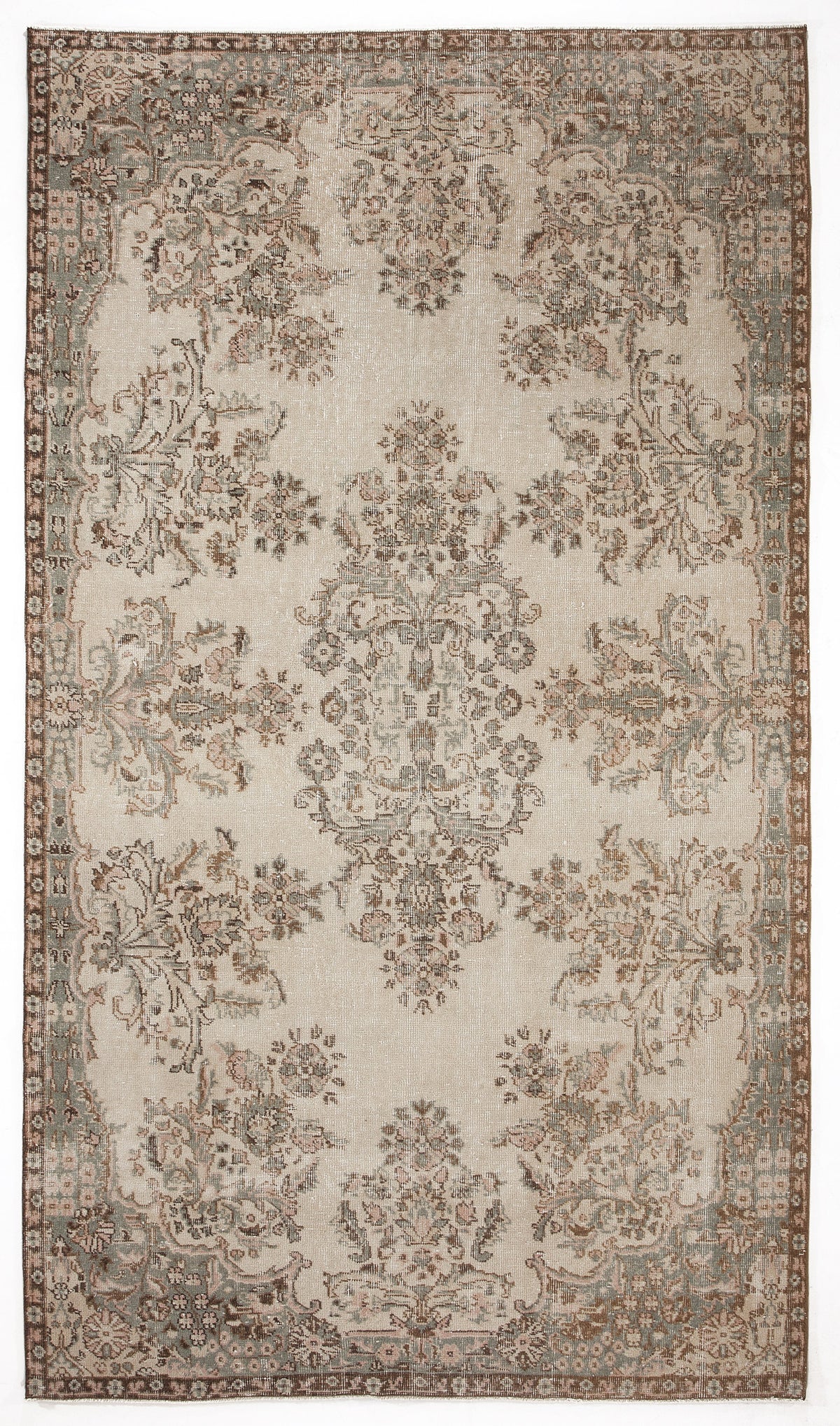 Beige Over Dyed Vintage Rug 5&#39;5&#39;&#39; x 9&#39;6&#39;&#39; ft 165 x 290 cm