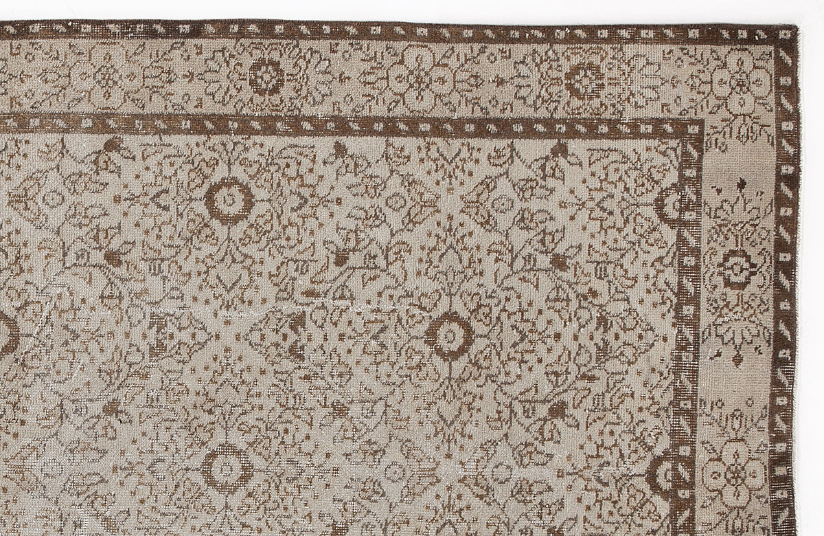 Beige Over Dyed Vintage Rug 4&#39;12&#39;&#39; x 8&#39;6&#39;&#39; ft 152 x 258 cm