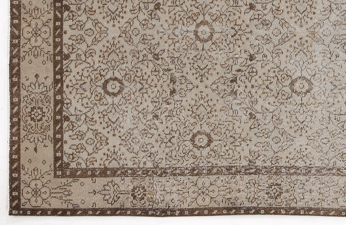 Beige Over Dyed Vintage Rug 4&#39;12&#39;&#39; x 8&#39;6&#39;&#39; ft 152 x 258 cm