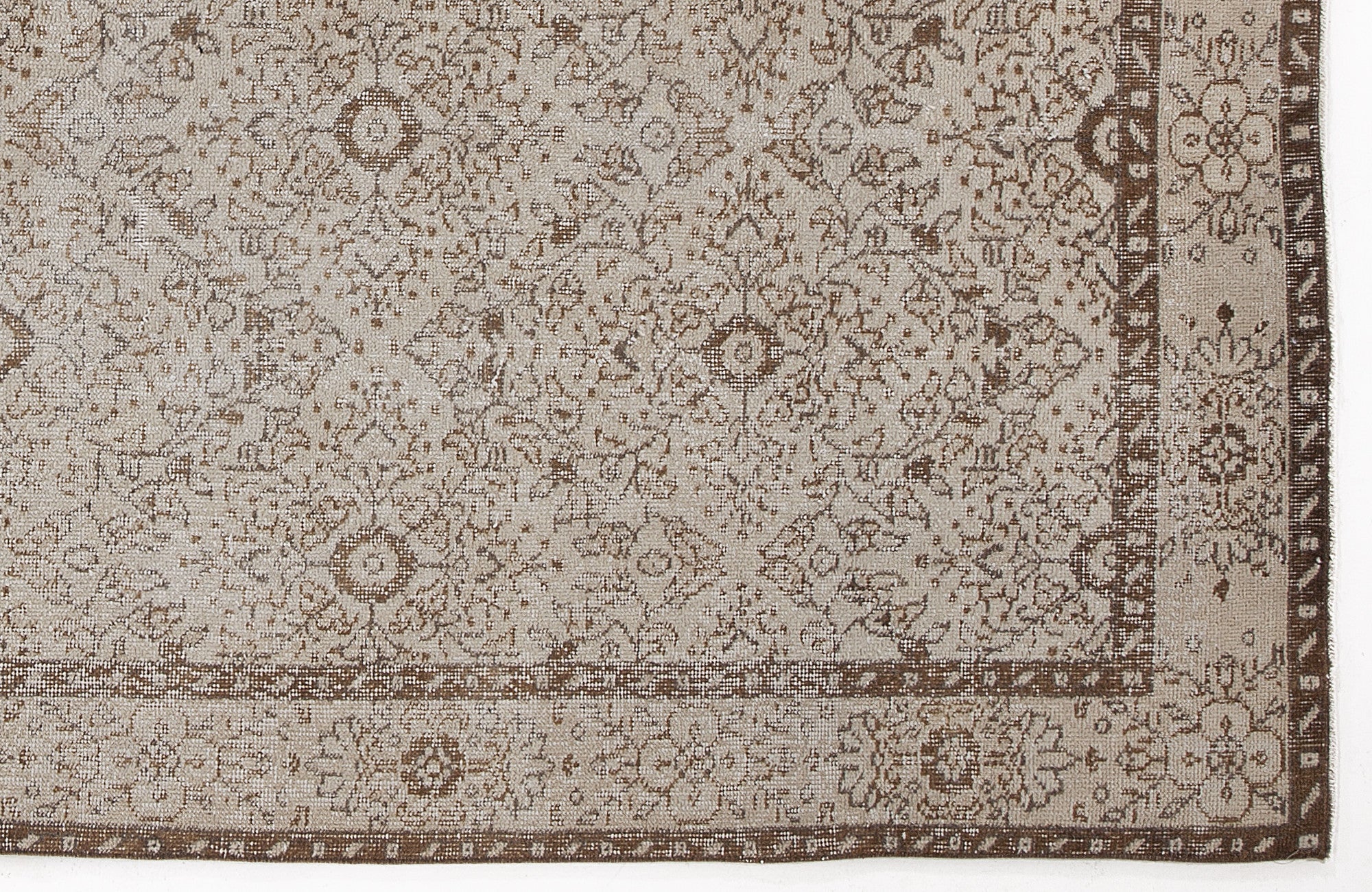 Beige Over Dyed Vintage Rug 4'12'' x 8'6'' ft 152 x 258 cm