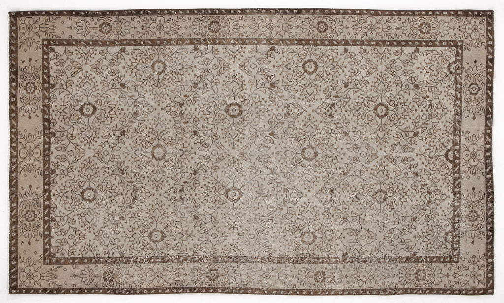 Beige Over Dyed Vintage Rug 4'12'' x 8'6'' ft 152 x 258 cm