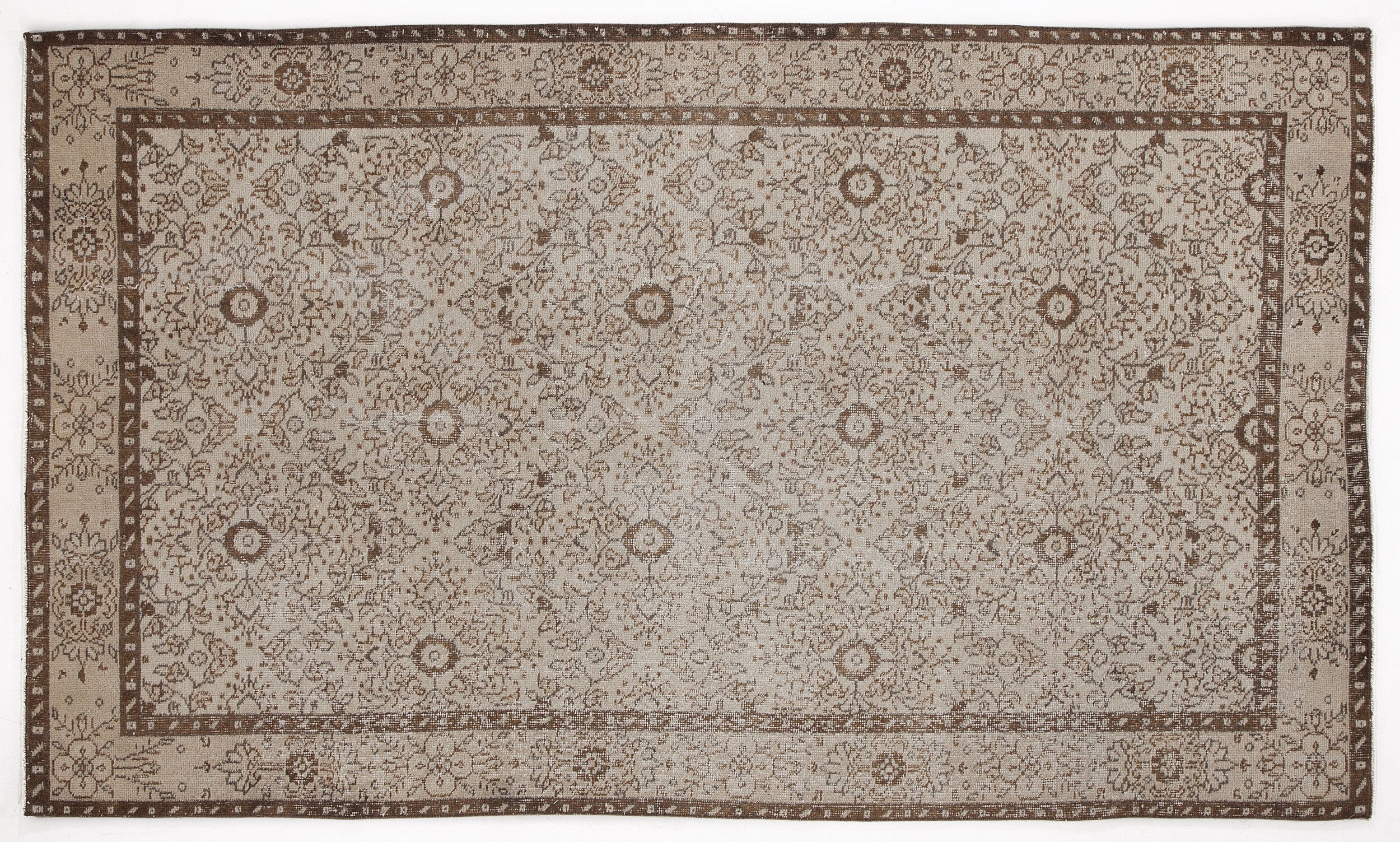 Beige Over Dyed Vintage Rug 4'12'' x 8'6'' ft 152 x 258 cm