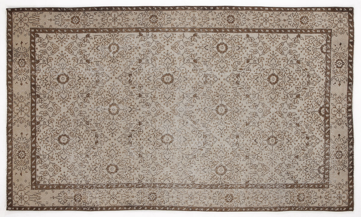 Beige Over Dyed Vintage Rug 4&#39;12&#39;&#39; x 8&#39;6&#39;&#39; ft 152 x 258 cm