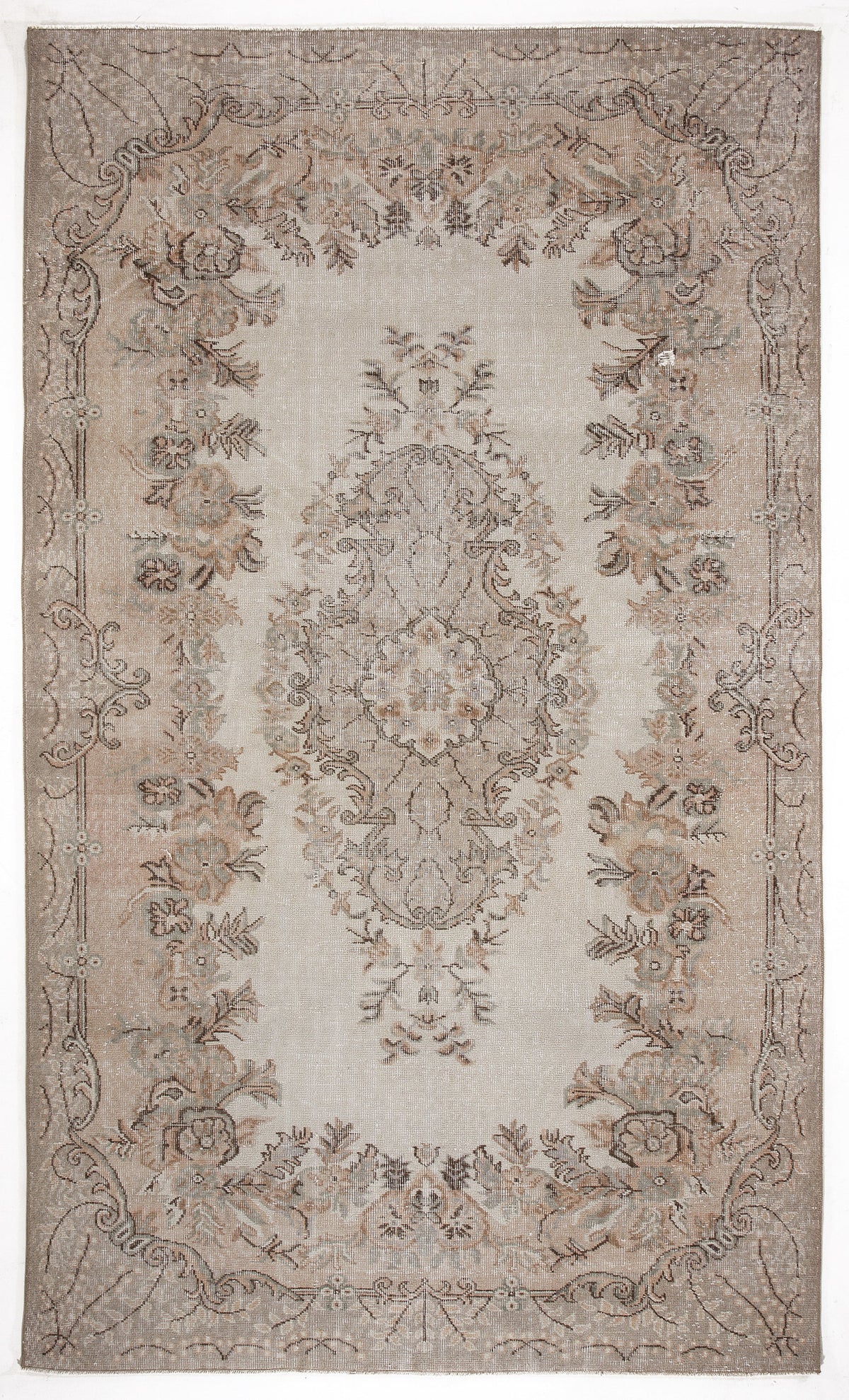 Beige Over Dyed Vintage Rug 5&#39;9&#39;&#39; x 9&#39;10&#39;&#39; ft 176 x 300 cm