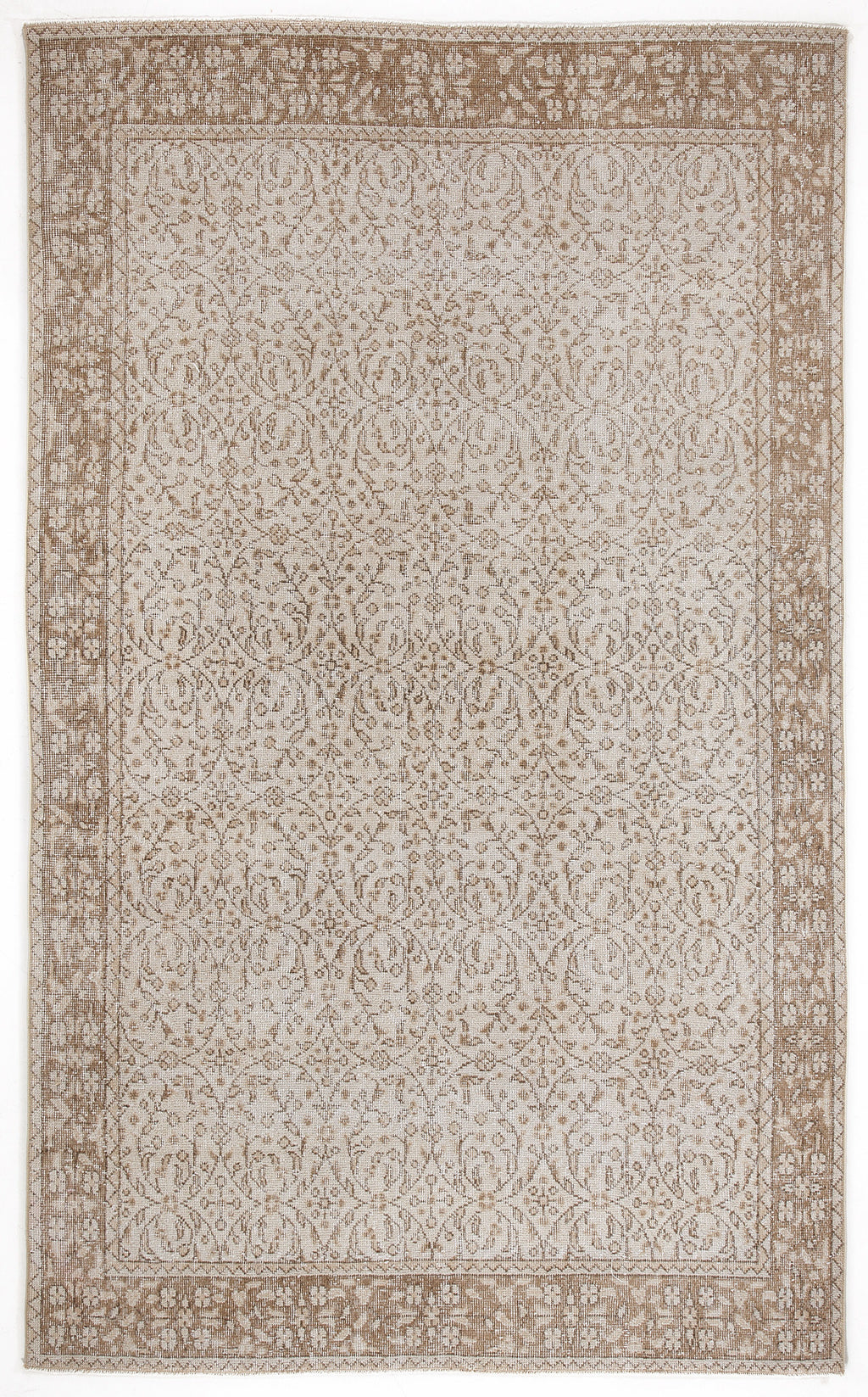 Beige Over Dyed Vintage Rug 5'3'' x 8'8'' ft 160 x 264 cm