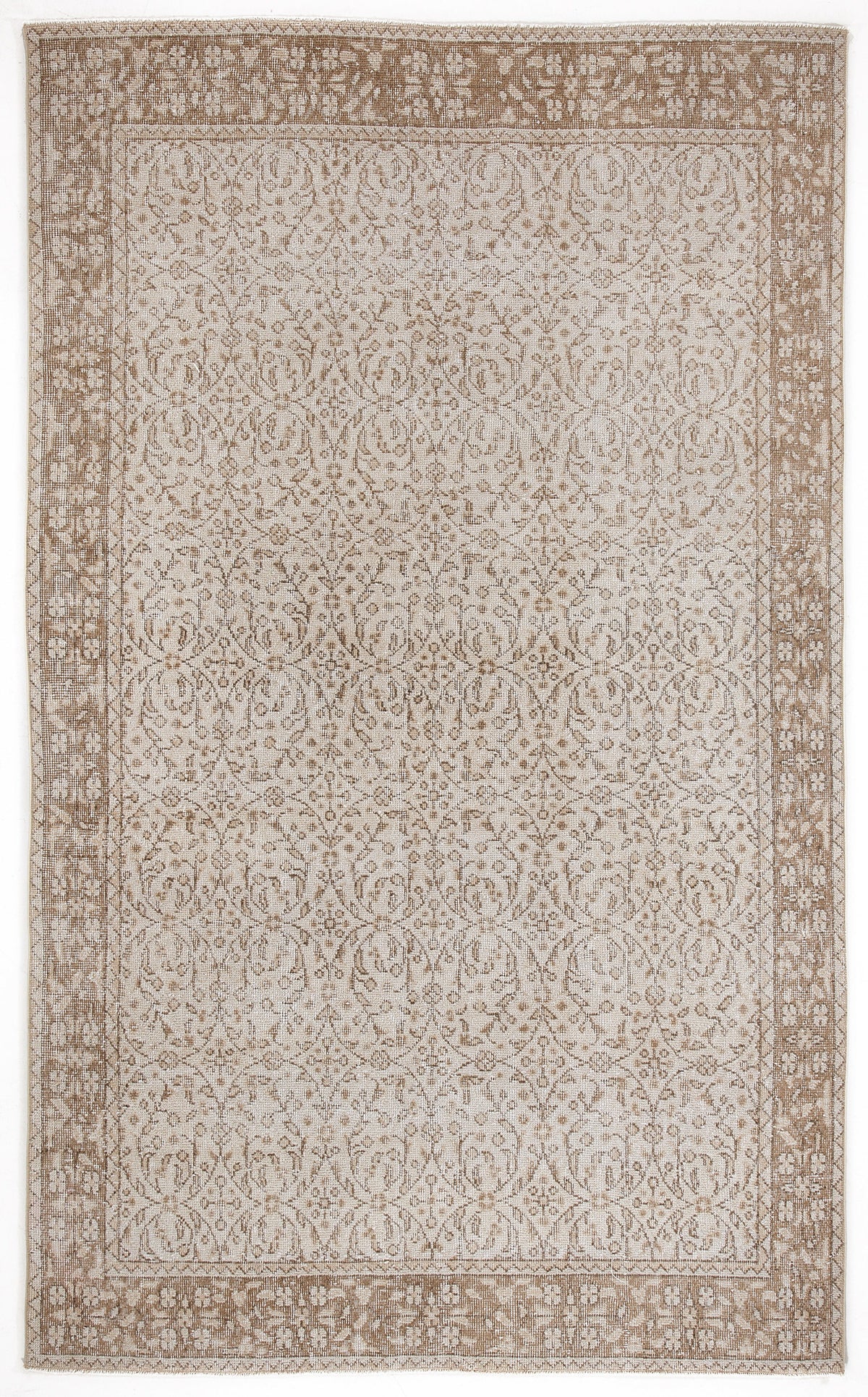 Beige Over Dyed Vintage Rug 5&#39;3&#39;&#39; x 8&#39;8&#39;&#39; ft 160 x 264 cm