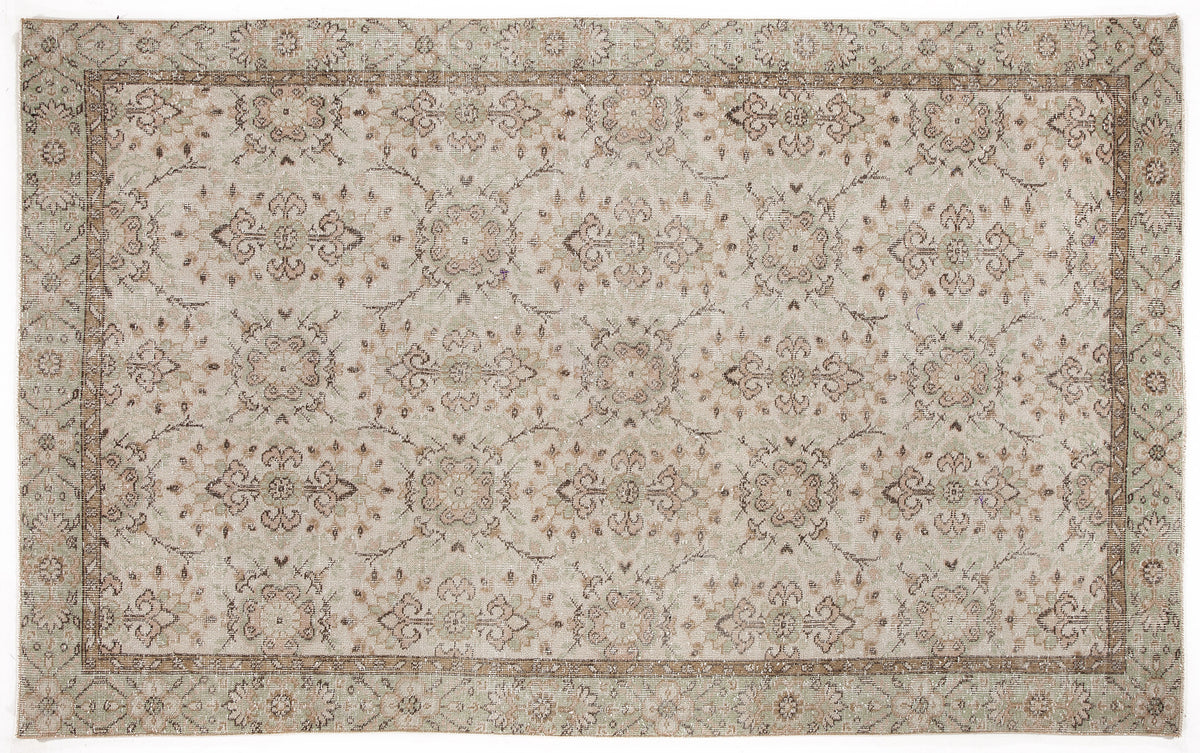 Beige Over Dyed Vintage Rug 5&#39;10&#39;&#39; x 9&#39;2&#39;&#39; ft 178 x 280 cm