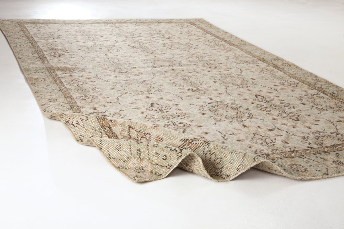 Beige Over Dyed Vintage Rug 5&#39;10&#39;&#39; x 9&#39;2&#39;&#39; ft 178 x 280 cm