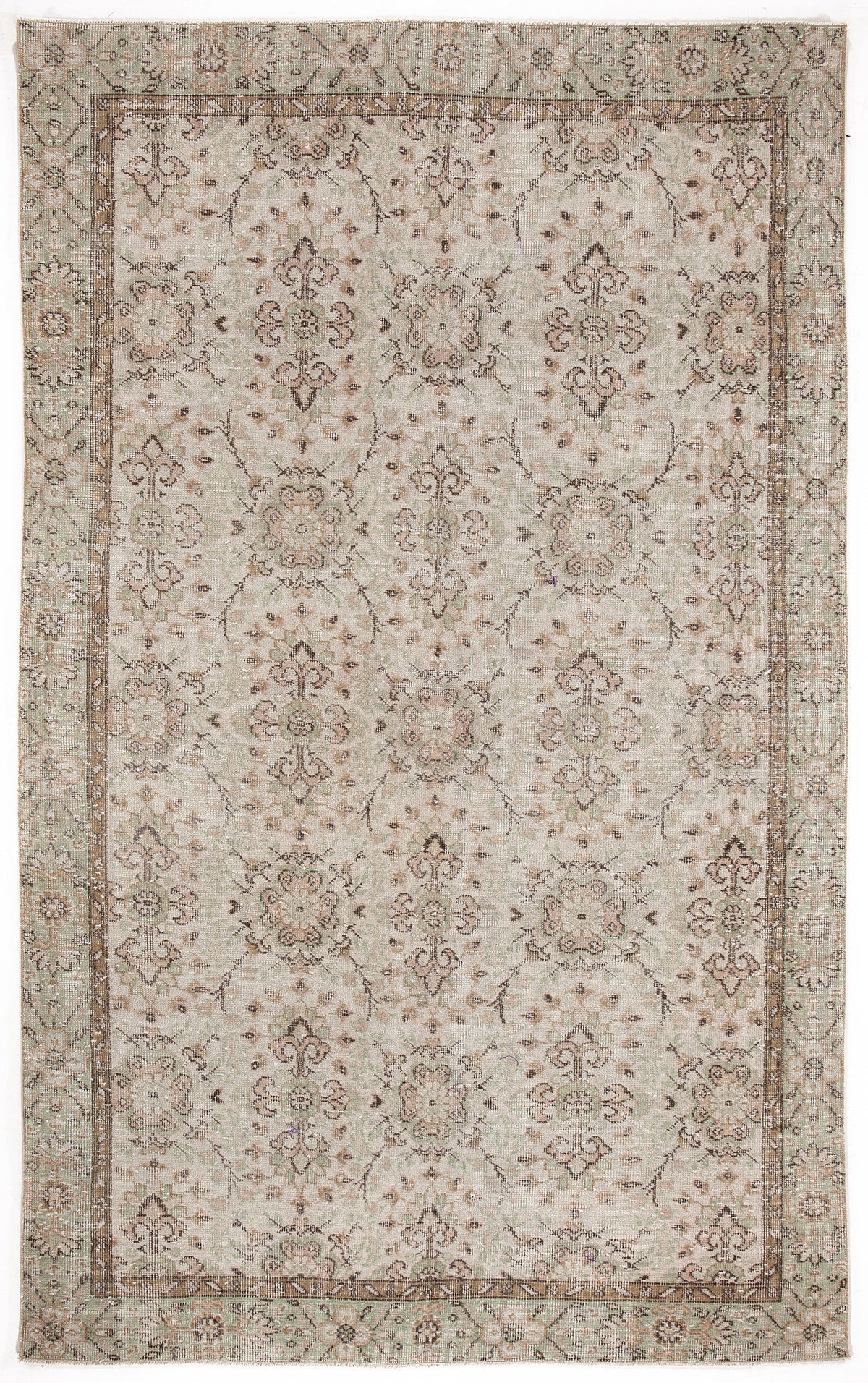 Beige Over Dyed Vintage Rug 5&#39;10&#39;&#39; x 9&#39;2&#39;&#39; ft 178 x 280 cm
