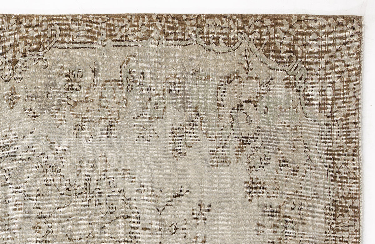 Beige Over Dyed Vintage Rug 5&#39;1&#39;&#39; x 8&#39;10&#39;&#39; ft 154 x 270 cm
