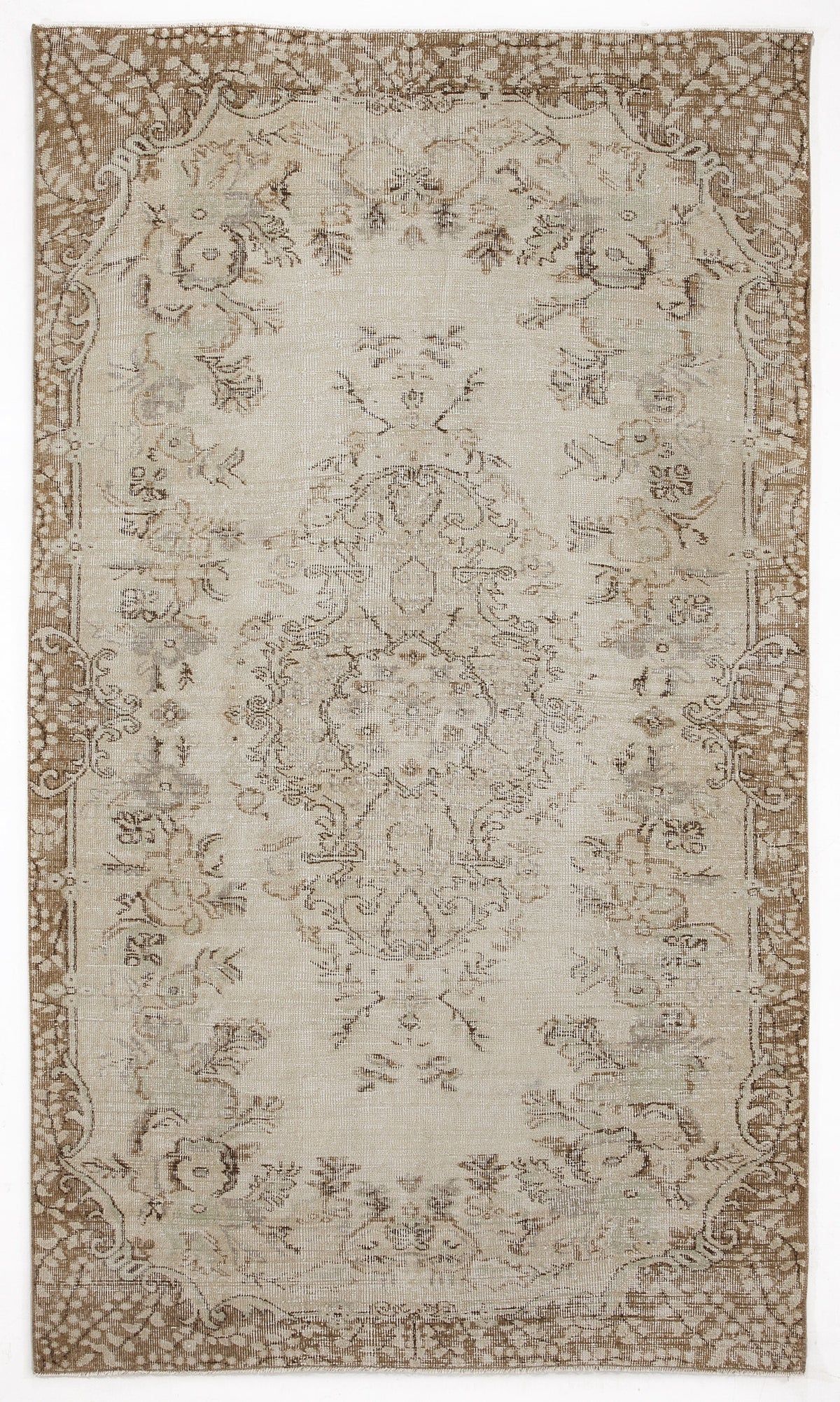 Beige Over Dyed Vintage Rug 5&#39;1&#39;&#39; x 8&#39;10&#39;&#39; ft 154 x 270 cm