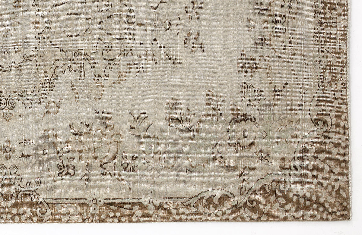 Beige Over Dyed Vintage Rug 5&#39;1&#39;&#39; x 8&#39;10&#39;&#39; ft 154 x 270 cm