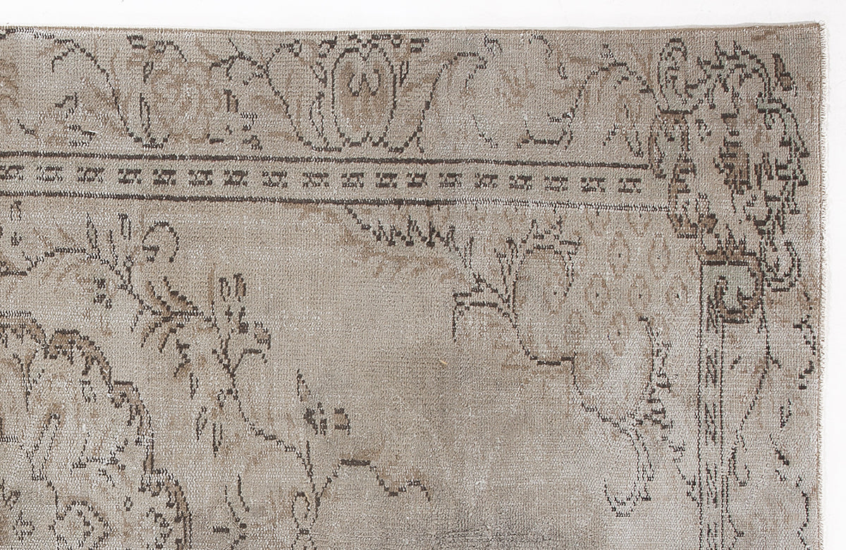 Beige Over Dyed Vintage Rug 5&#39;6&#39;&#39; x 8&#39;11&#39;&#39; ft 167 x 272 cm