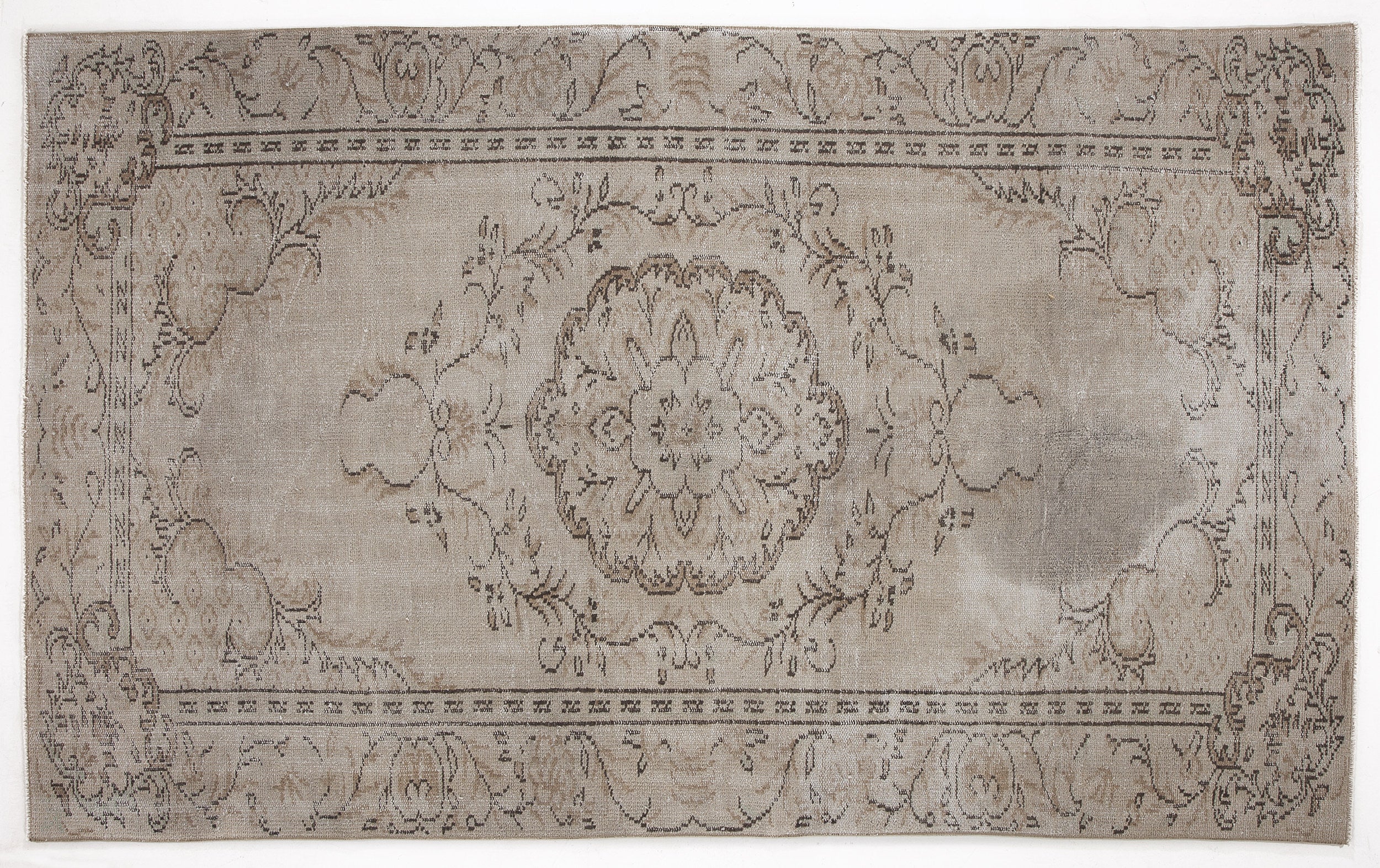 Beige Over Dyed Vintage Rug 5'6'' x 8'11'' ft 167 x 272 cm