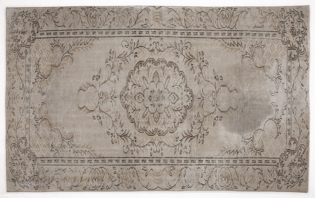 Beige Over Dyed Vintage Rug 5&#39;6&#39;&#39; x 8&#39;11&#39;&#39; ft 167 x 272 cm