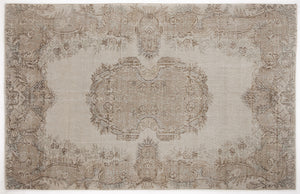 Beige Over Dyed Vintage Rug 5'11'' x 9'5'' ft 181 x 287 cm