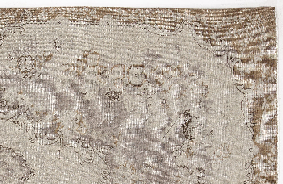 Beige Over Dyed Vintage Rug 5&#39;5&#39;&#39; x 9&#39;1&#39;&#39; ft 165 x 277 cm