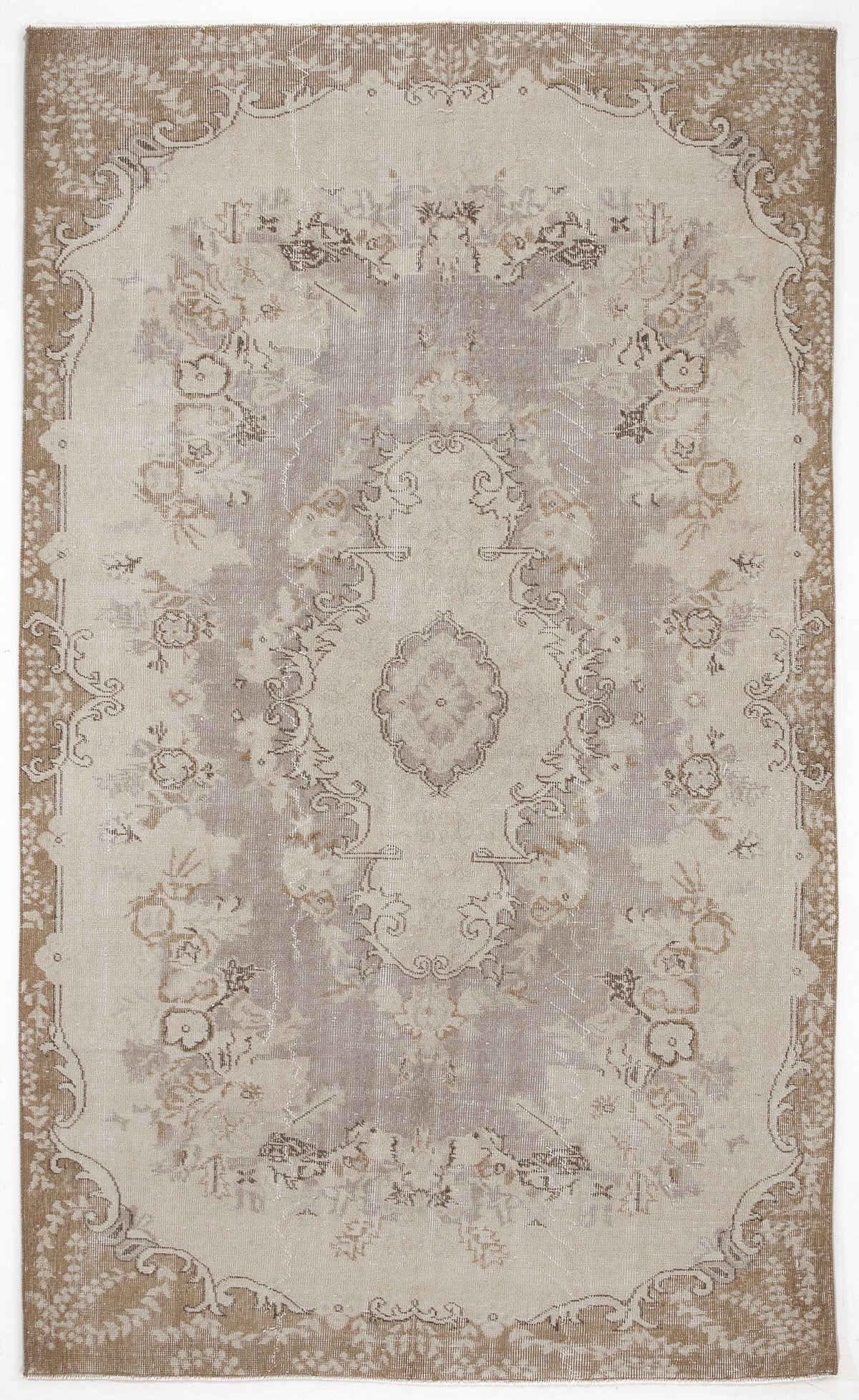 Beige Over Dyed Vintage Rug 5&#39;5&#39;&#39; x 9&#39;1&#39;&#39; ft 165 x 277 cm
