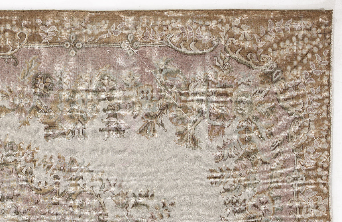 Beige Over Dyed Vintage Rug 5&#39;10&#39;&#39; x 9&#39;7&#39;&#39; ft 178 x 292 cm